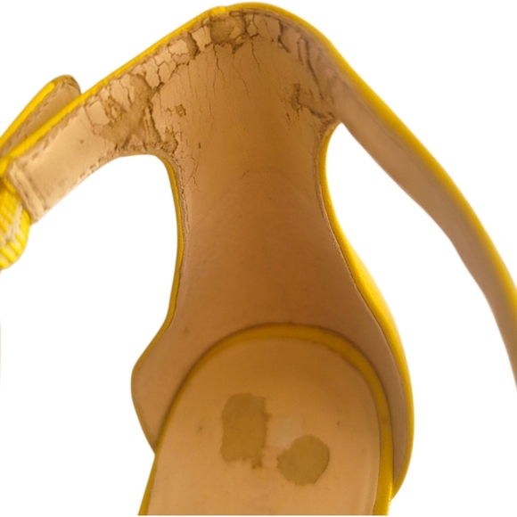 Nine West Leisa Yellow Open-Toe Sandal W/ Kitten Heel, 9.5, Pre-Owned - Picture 12 of 16